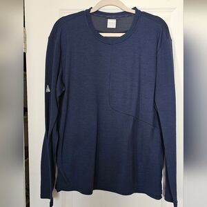 HOKA ONE ONE Long Sleeve Performance Running Shirt Men's Size M Blue Merino Blen